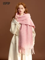 USPOP Large Long Solid Color Wool Tassel Scarf for Women Winter Wool Mohair Blend Multicolor Soft & Warm Fringe Wrap,18 colors