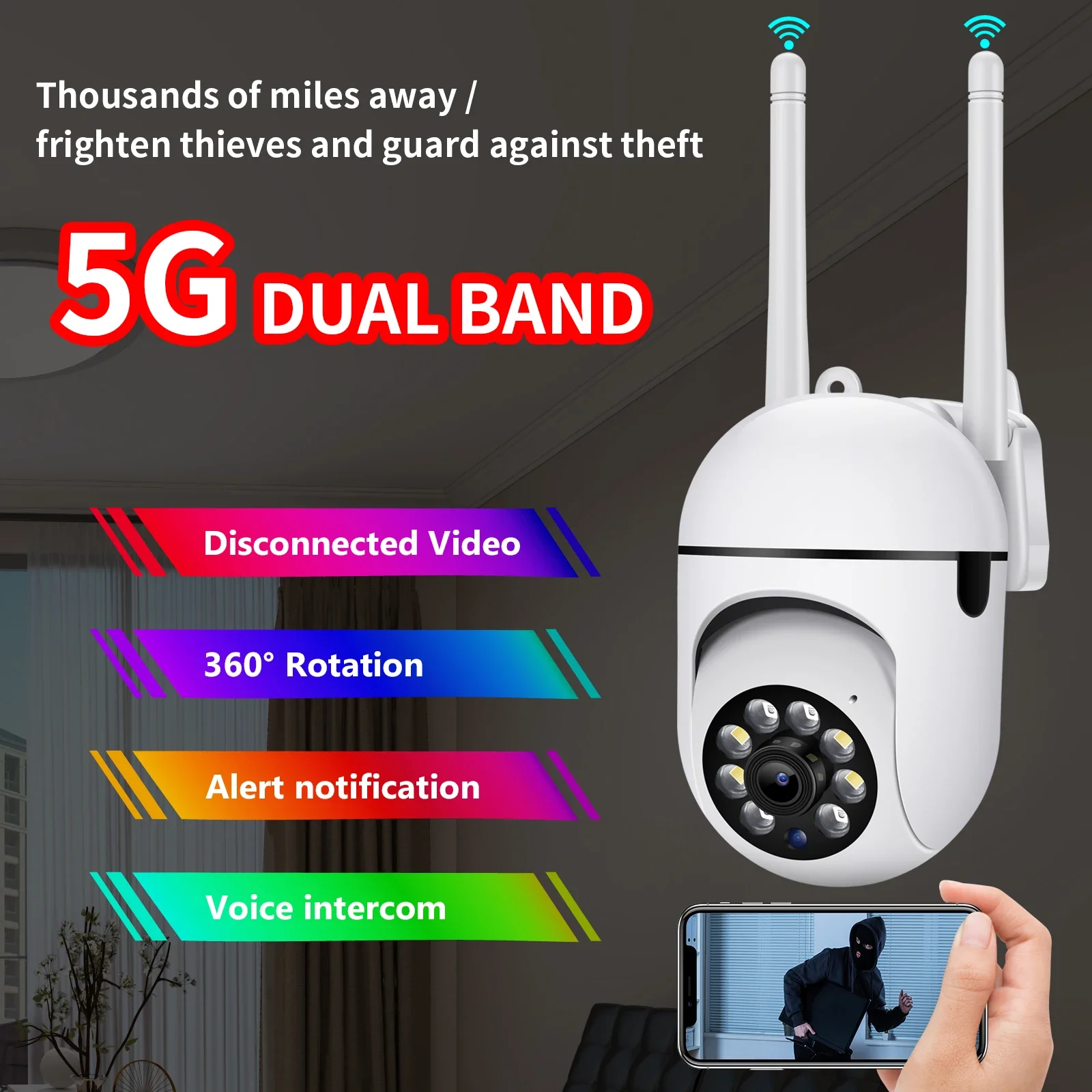 1080P Intelligent surveillance camera WiFi ball machine Rainproof outdoor gimbal remote control dual light night vision Camera