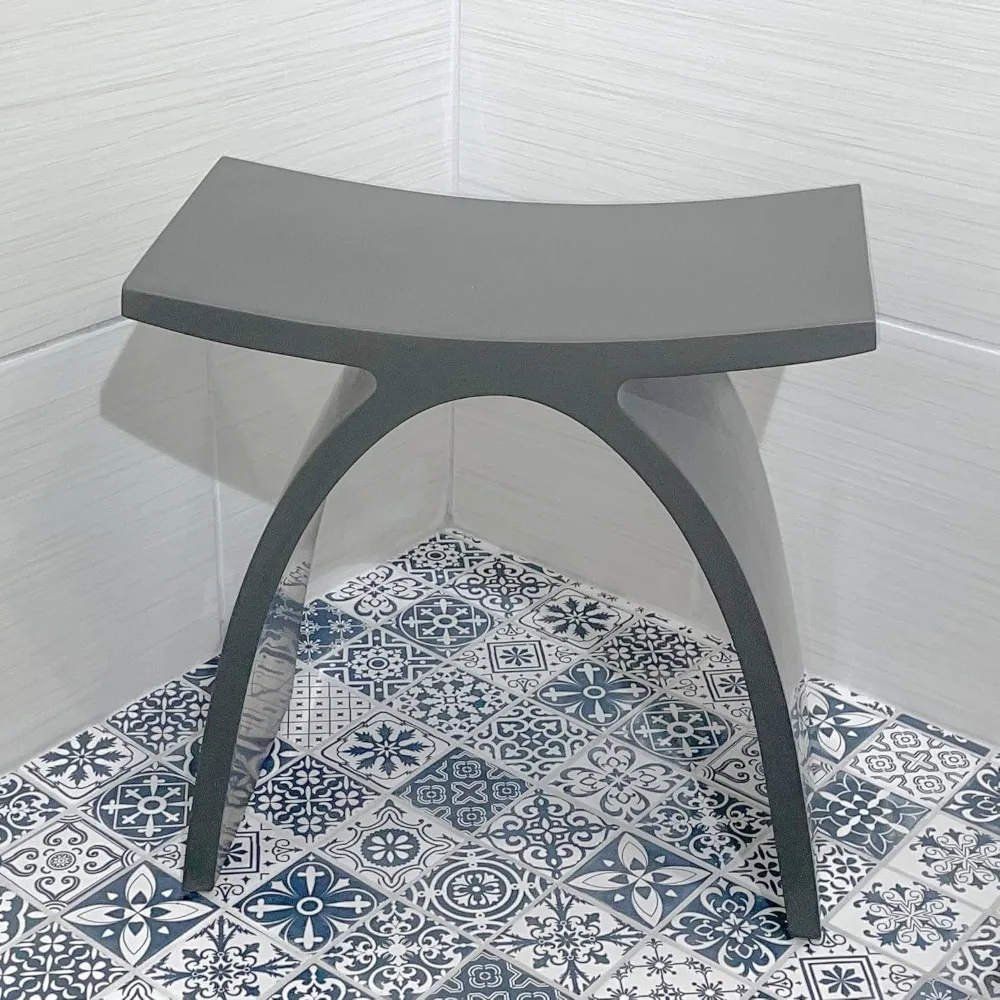 Concrete, Small Waterproof Shower Stool, Modern Medical Shower Chair, Rust-Resistant Materials 300 lbs Capacity, 28 lbs Weight 4