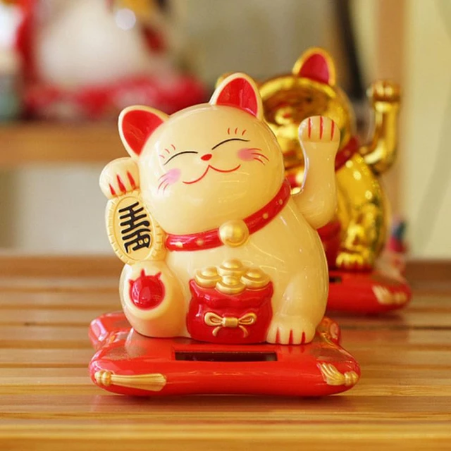 Maneki Neko Lucky Cat agitant avec bras mobile - Chat porte-bonheur japonais  / chinois