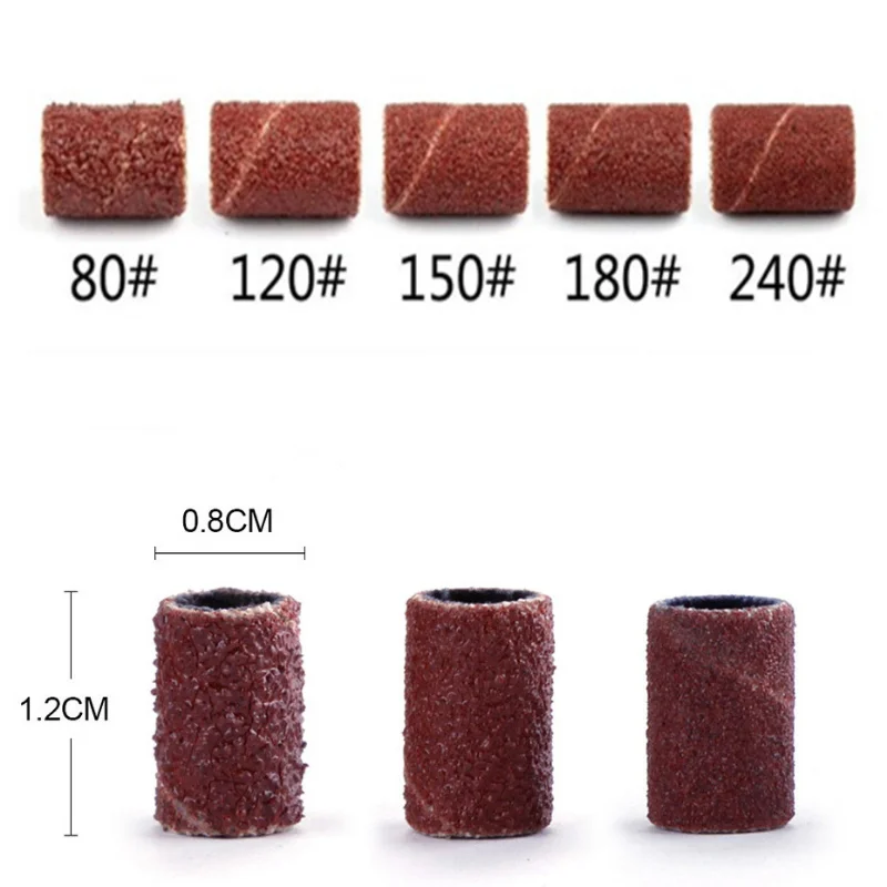 100/25pc Professional nail art sanding Cap bands for Electric manicure 180/120/80 Grit Gel Nail Polish Removal Pedicure Tool Set