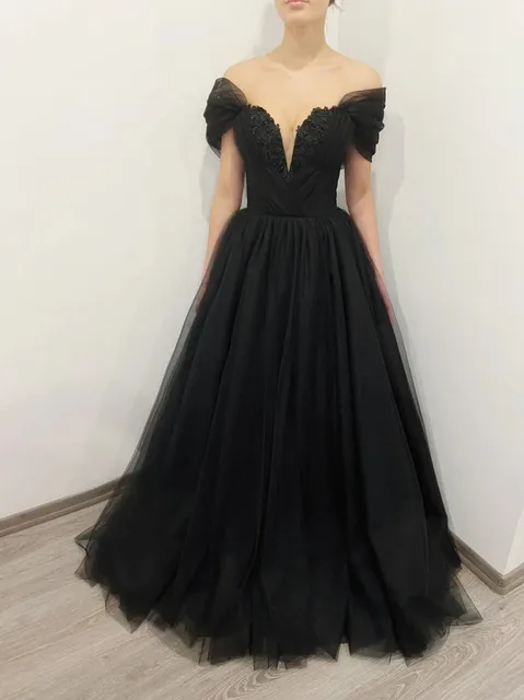 고딕 블랙 웨딩 드레스, 매력적인 정장 여성 신부 가운, Luxury/ru 스타일