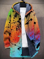 Art Watercolor Gradient Pattern 3D All Over Printed Men's Fashion Plush Thick Hooded Coat Winter Casual Warm zipper jacket CM02 1
