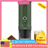 Qwoutin Nano portable electric espresso machine, self-heating, car charger, 20 bar mini coffee maker, with ground coffee; NS cap 1
