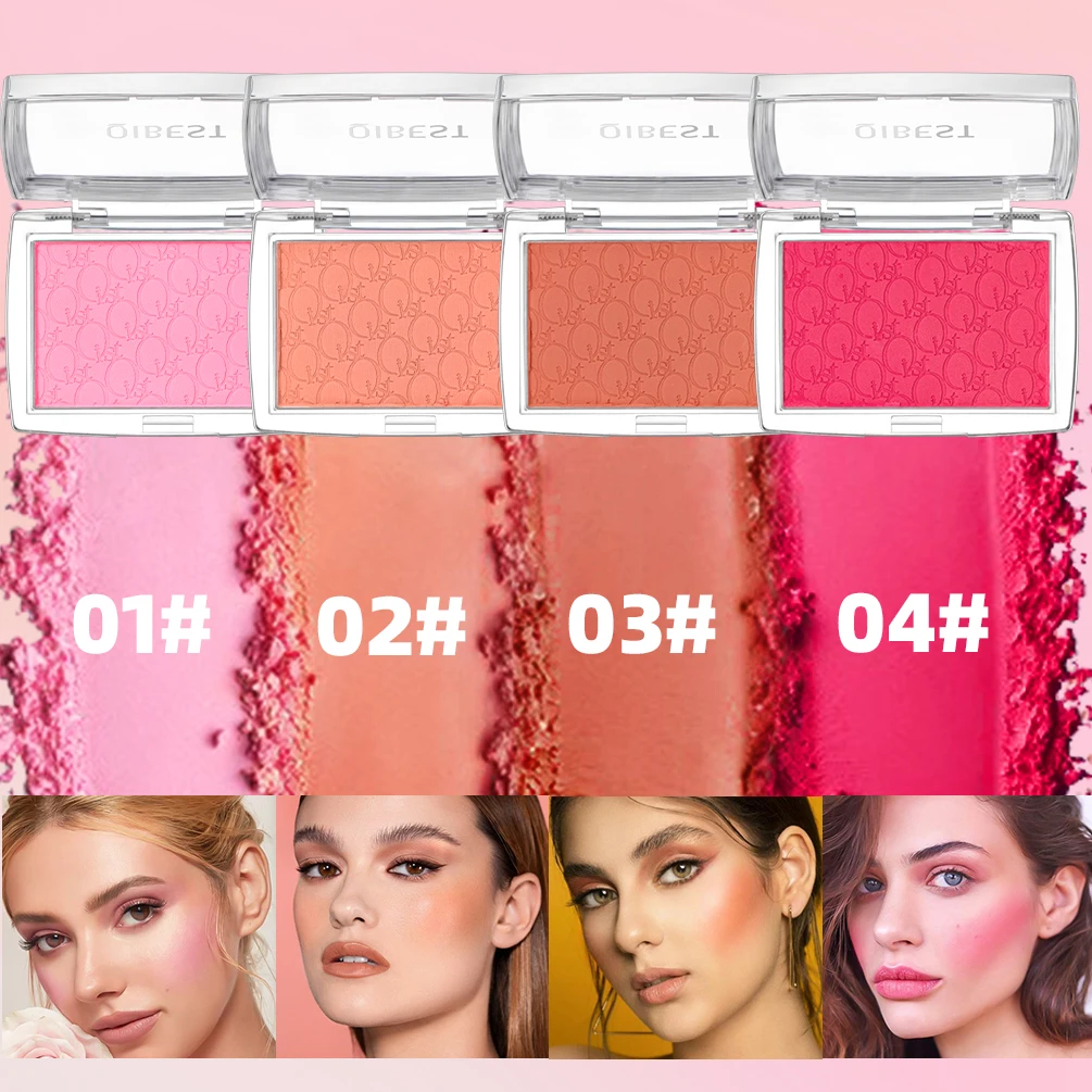 Embossed Powder Blush Peach Pink Coral Tint Makeup 3D Relief Blush Palette Brown Cheek Contour Rouge Cosmetics Face Brightens 3