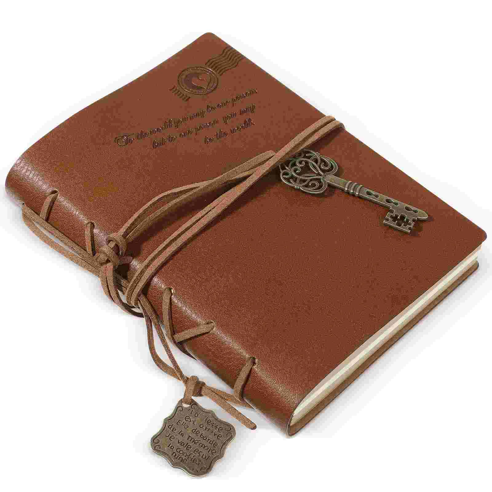 

Classic Retro Vintage Style PU Cover String Key Bound Blank Notebook Notepad Travel Journal Diary Sketchbook (Coffee)