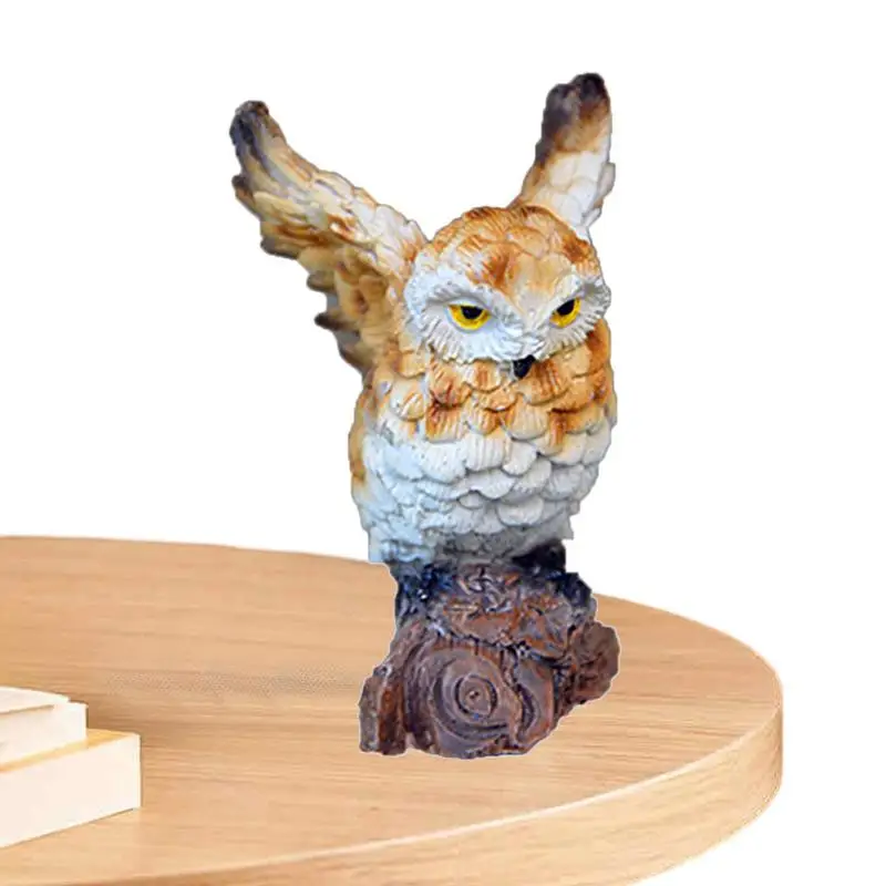 

Mini Owl Decor Figurine Miniatures Animal Simulation Birds Landscape Bonsai Adornment Fairy Garden Home Garden Resin Craft
