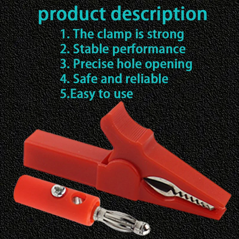 Alligator Clips Test Probes 55MM + lantern PLUG With 4mm lantern Plug Cable Clips Socket Battery Red Black
