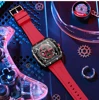CURREN Fashion Sports Watches with Large Dial Unique RectangularHollow Design Quartz Wristwatches with Chrongraph Auto Date 8442 5