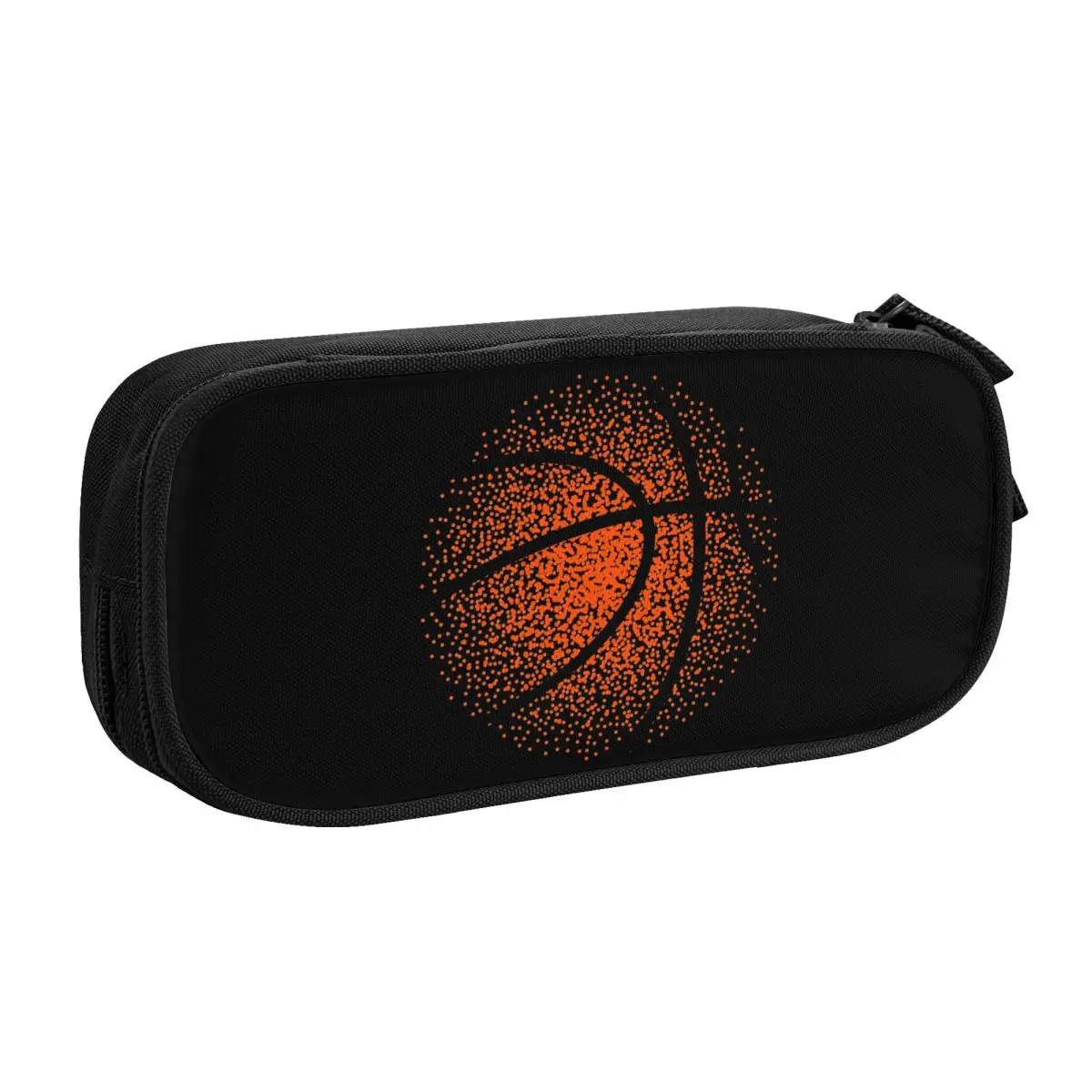Cute Basketball Dots Round Pencil Cases for Girls Boys Large Storage Physical culture Pencil Bag School Supplies