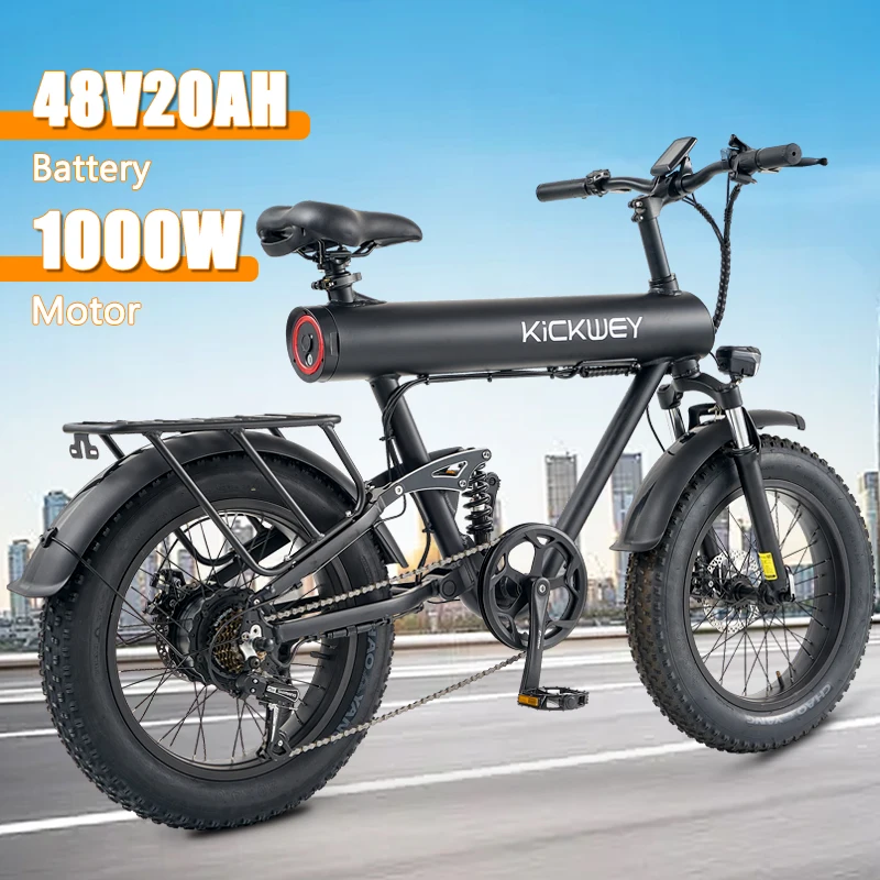 1000W 20AH Mountain Electric Bike Electric Style Bike Outdoor Entertainment Snow 20 Inch Fat Tire 48V Dirt