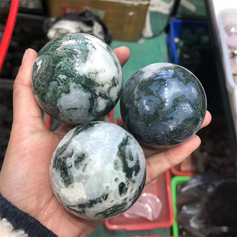 Colorful moss agate sphere crystal home decor