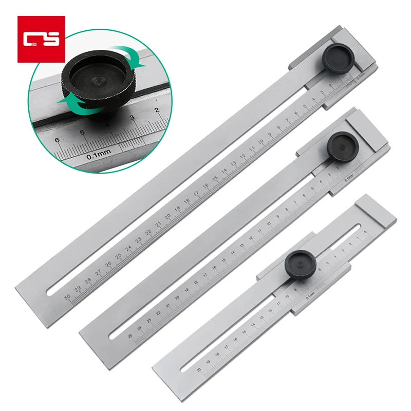 

Woodworking ruler High-precision Line Scribe T-type Ruler Hole Scribing Ruler Stainless Mark Line Gauge Measuring Tools