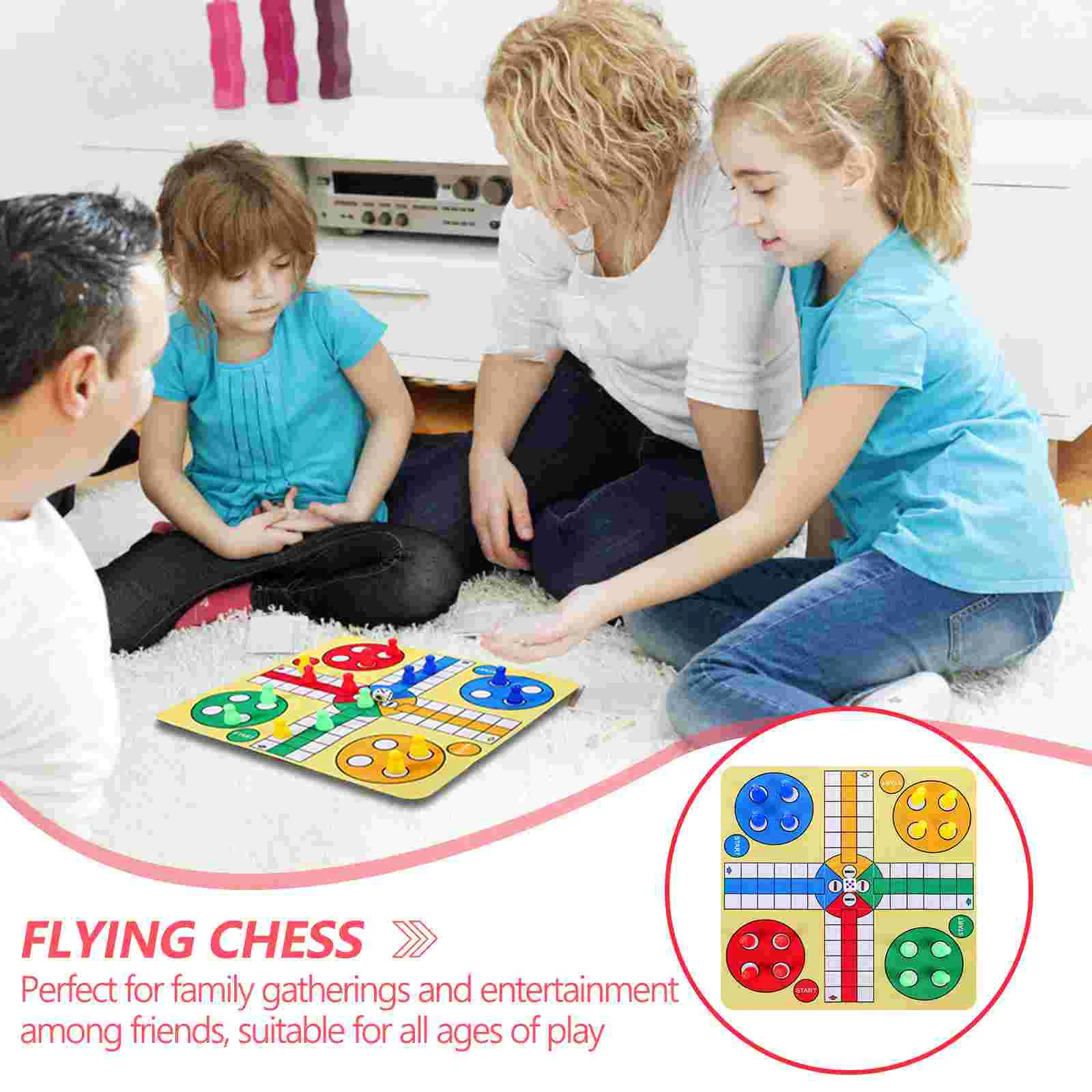 Portable Flying Chess Set 24cm Mini Table Toys Game Board Chess Games For Use Lightweight Reusable Rubber Cloth Plastic Material