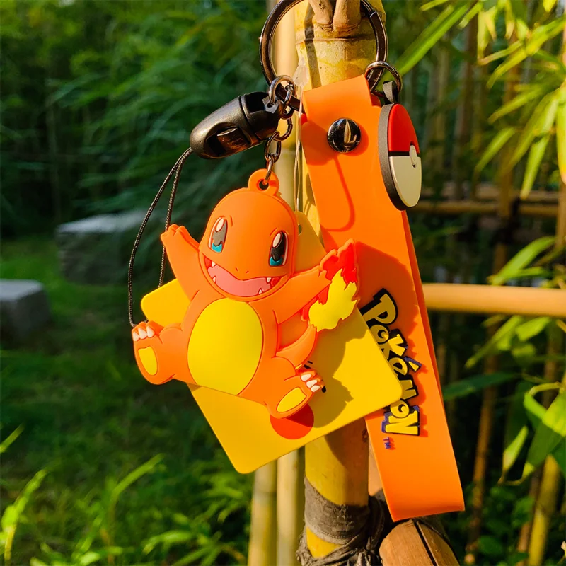 

Genuine Pokemon Keychain Pikachu Squirtle Bulbasaur Charmander Keychain Anime Figure Elf Car Key Accessories Gifts for Kids Girl