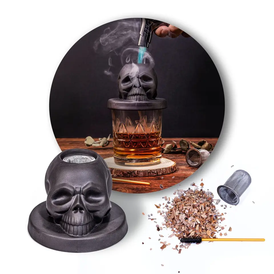 Fumatore di whisky con teschio K per affumicatore di cocktail in ceramica Bevanda di vino Iniettore di fumo Strumenti da bar Fumatore di whisky vintage Regalo per la festa del papà Fumatore di whisky con teschio K per affumicatore di cocktail in ceramica Bevanda di vino Iniettore di fumo Strumenti da bar Fumatore di whisky vintage Regalo per la festa del papà