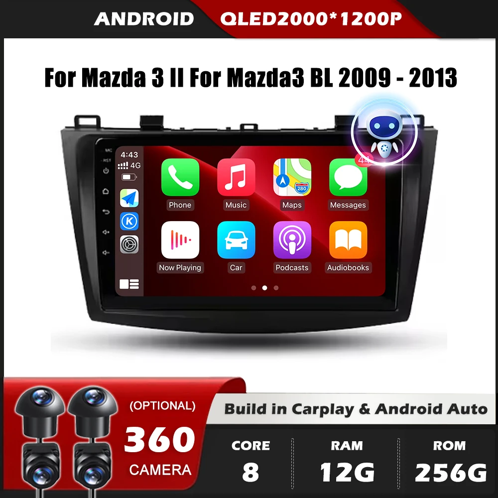 DSP Car Radio Carplay For Mazda 3 II For Mazda3 BL 2009 - 2013 GPS Navigation Android Auto Stereo Multimedia Player 5G Wifi BT
