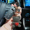 Ceramic Clay Full Diamond Love Little Bear Key chain Metal Big Ring Cute Toy Cartoon Key chain Girl Gift 3