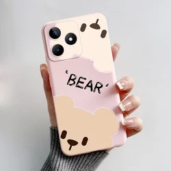 Cute Bear & Frog Silicone Soft Back Cover - Fun Cartoon Case for Realme Note 50 (Pink - M01)