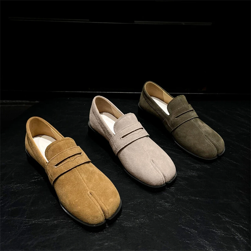 

Loafers For Women 2023 Casual Split Toe Cow Suede Woman Flats Fashion Shallow Slip On Zapatillas Mujer Spring Autumn Three Color