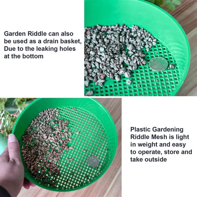 Kerti Talaj Szitter 3 db Háló Szitát Szitáló Serpenyők Kert Vetőgép Ültetéshez Fű Ürítő Kertek Szitálása - Image 4