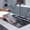 Dragon Honeycomb 304 Stainless Steel Kitchen Sink Big Size Embossed Knife Holder Piano Digital Display Waterfall Kitchen Sink 3