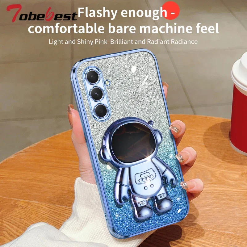 Glitter Astronaut Bracket Plating Phone Holder Case