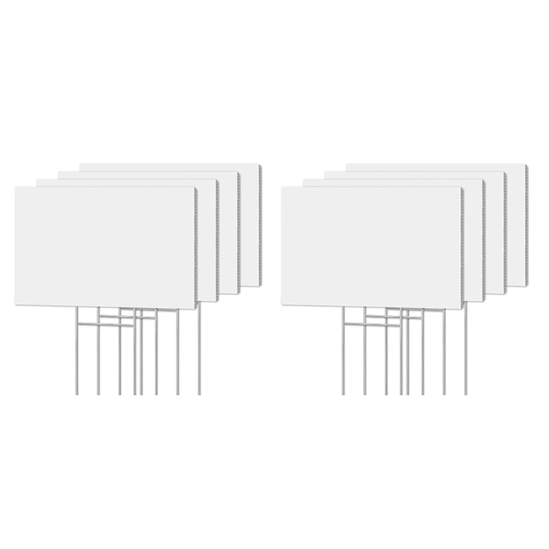 

8 шт. пустые ярдовые знаки со стойками, ярдовый знак 17x12 дюймов белый пластик + металл для украшения дня рождения