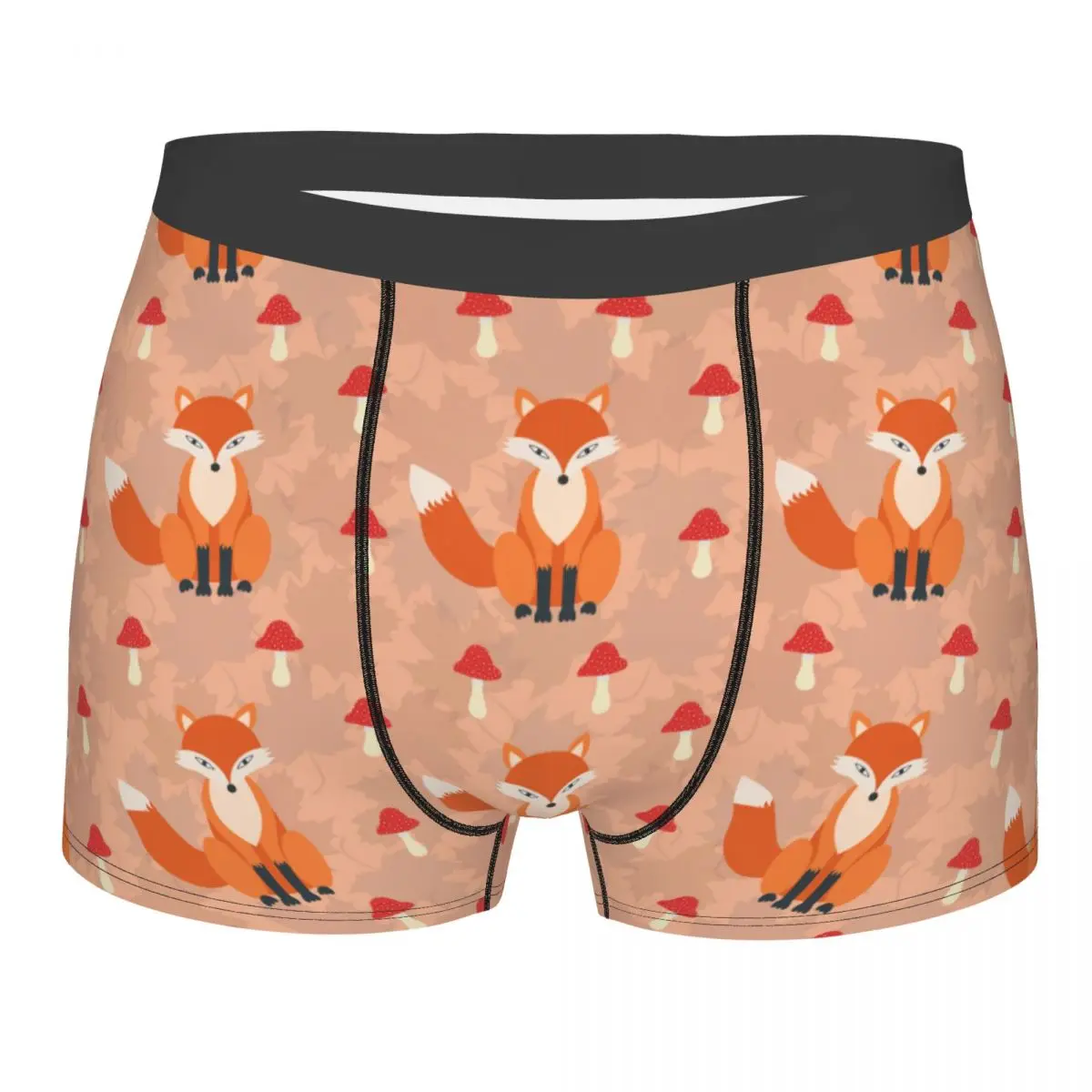 

Men Fox Mushroom Pattern Boxer Shorts Panties Breathable Underwear Animal Homme Funny Plus Size Underpants