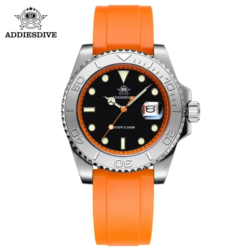 ADDIESDIVE AD2040 Hot Selling Watch Mens Quartz Watch Calendar Display Luminous 200m Diver Silicone Watches for Men Reloj Hombre addiesdive man diver s watch rubber silicone bgw9 blue luminous calendar display 200m waterproof quartz watch relógio masculino