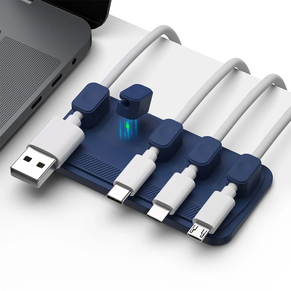 차량용 자석식 케이블 정리 실리콘 케이블 클램프 데스크탑 다용도 와이어 홀더 (조명, USB C, 마이크로 케이블용)