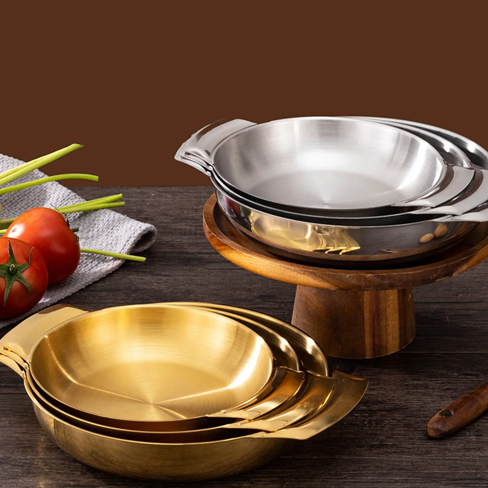 

Stainless Steel Pot Double Chinese Handmade Pan Multi-function Paella Pan Korean Style Pot Kitchen Cooking Pan