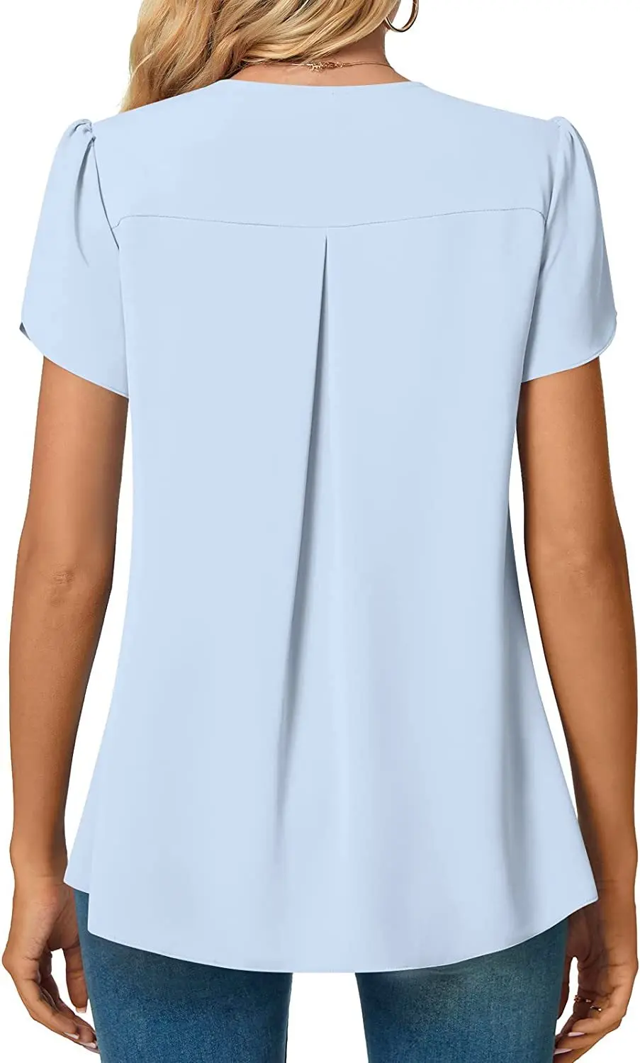 Elegantes Damen Top Bluse Blume 2024 Sommermode Einfachheit Kurzarm Solide V-Ausschnitt Pendler Büro Weibliches Hemd S-XXL