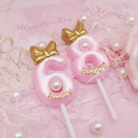 Cute Bowknot Birthday Number Candle Princess Prince 0-9 Number Candles Cake Decor Digital Candle Topper Cupcake Party Candles - Image 4