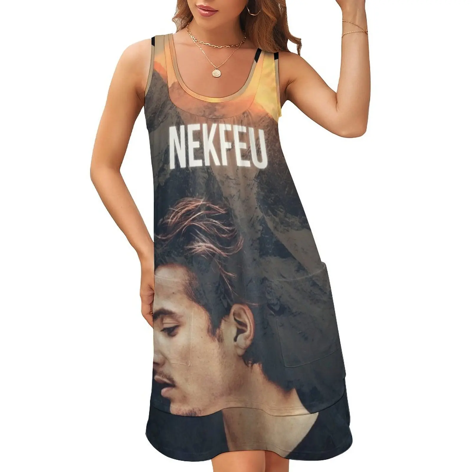 

Nekfeu - Design Sleeveless U-Neck Fake Two Piece Dress birthday dress beach dress beach dresses