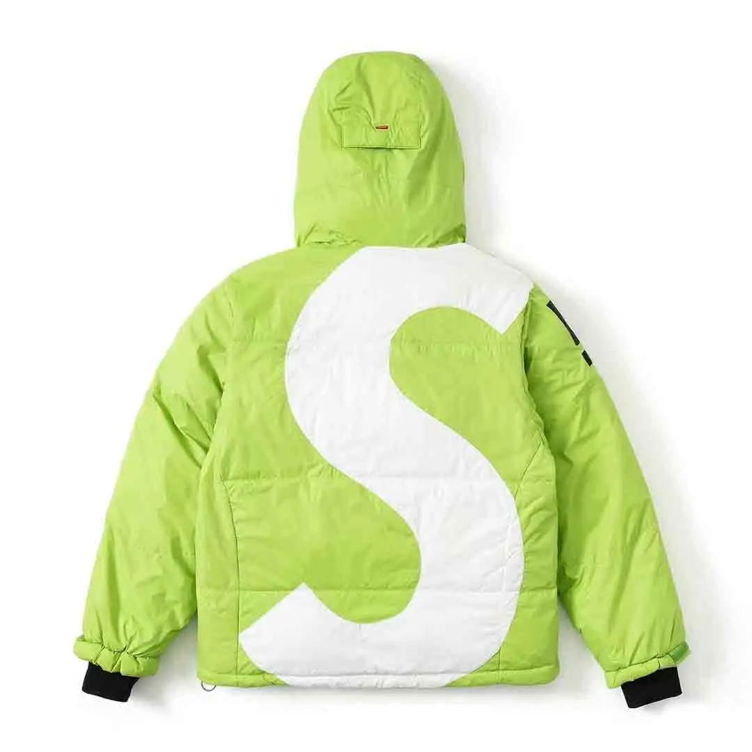 Winter Color Blocking Logo Embroidery Stand Collar Women Men Down Jacket Casual Hooded Down