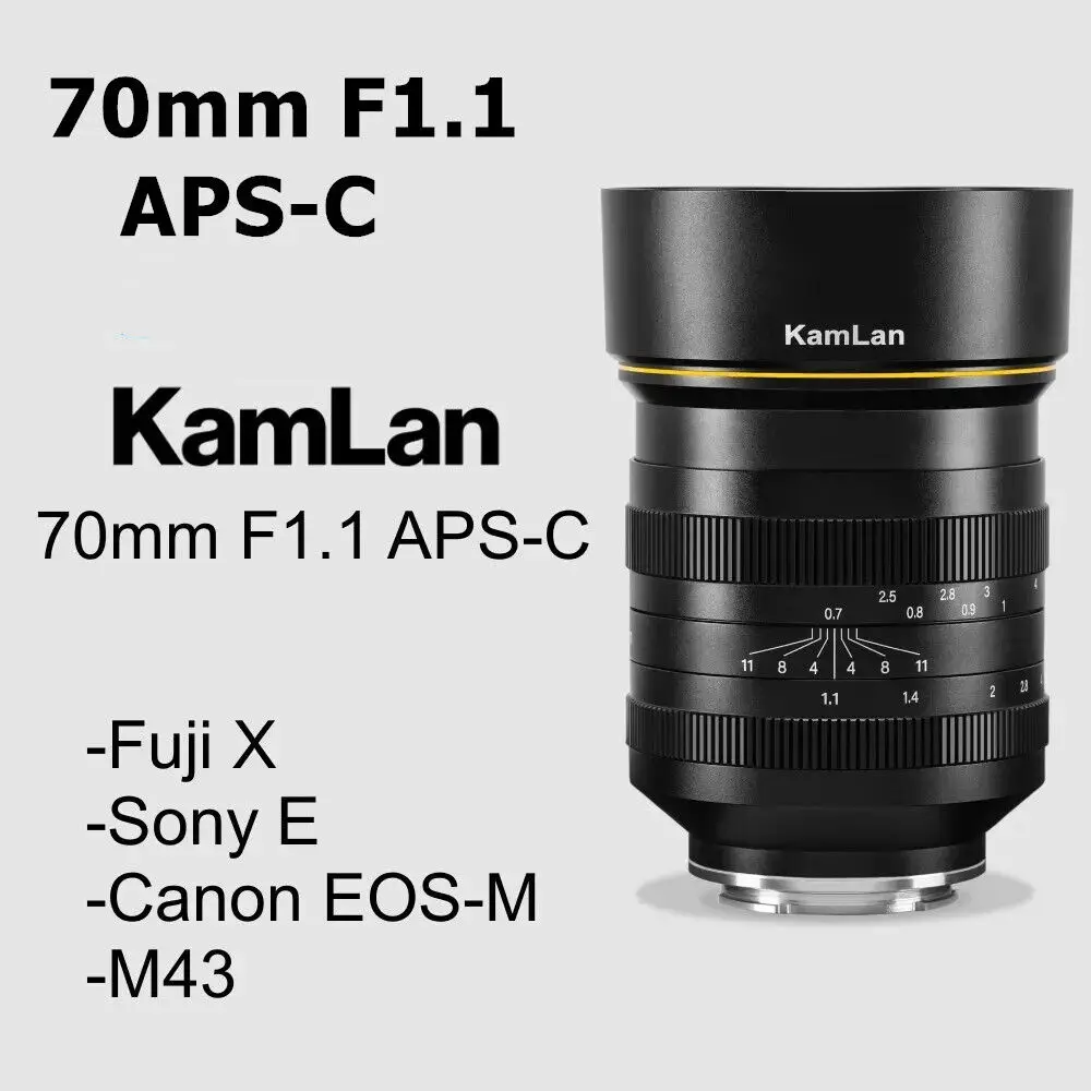 Kamlan　70mm　F1.1　EOS-M　EF-M KamLan 70mm F1.1 APS-C Large Aperture MF Lens for Canon EOS