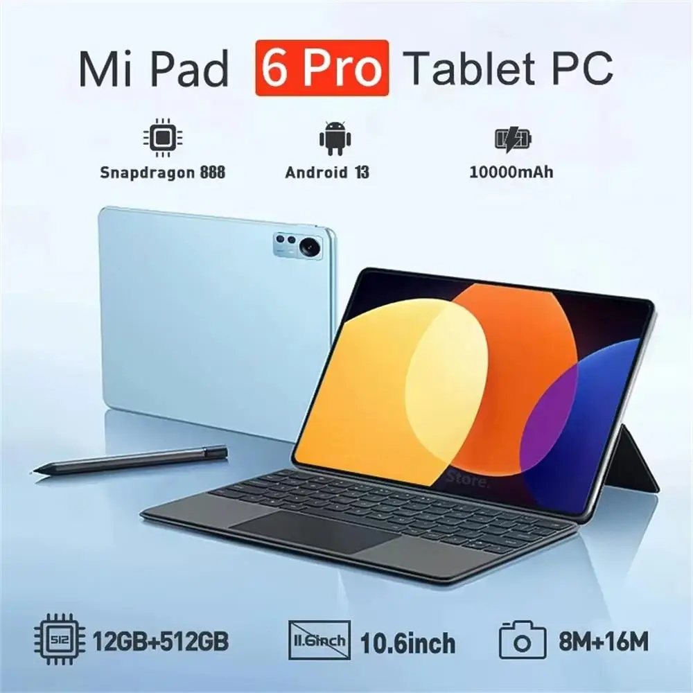 

2024 Global Version Original Tablets PC Pad 6 Pro Snapdragon 888 10000mAh Android 13 11 inch 16GB+1024GB 5G HD 4K Screen WIFI Mi