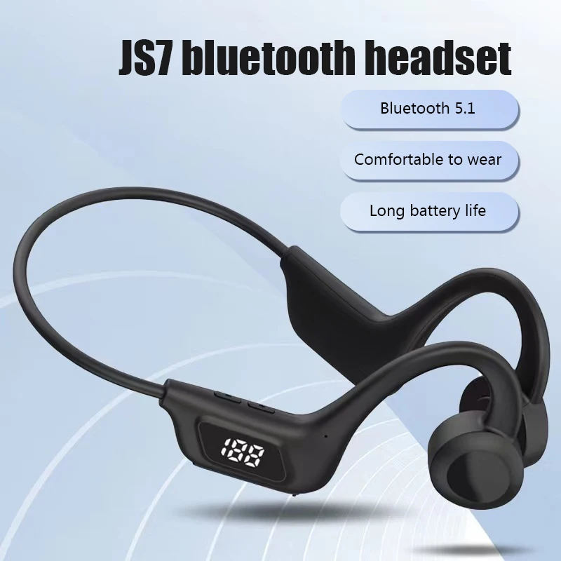 JS7 Bone Conduction Headphones Tf Card Digital Display Fone Headset Hands-free Call Auriculares Sports Open-ear Earphone 3