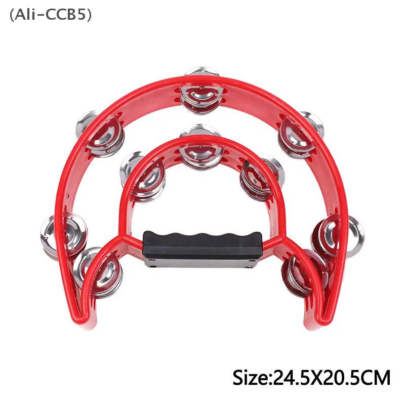 Plastic Double Row Tambourine KTV Special Hand Bells Jingle Rings Musical Instruments