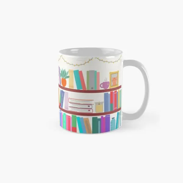 

Colourful Bookshelf Design Classic Mug Gifts Design Picture Image Coffee Photo Drinkware Simple Printed Handle Round Cup Tea