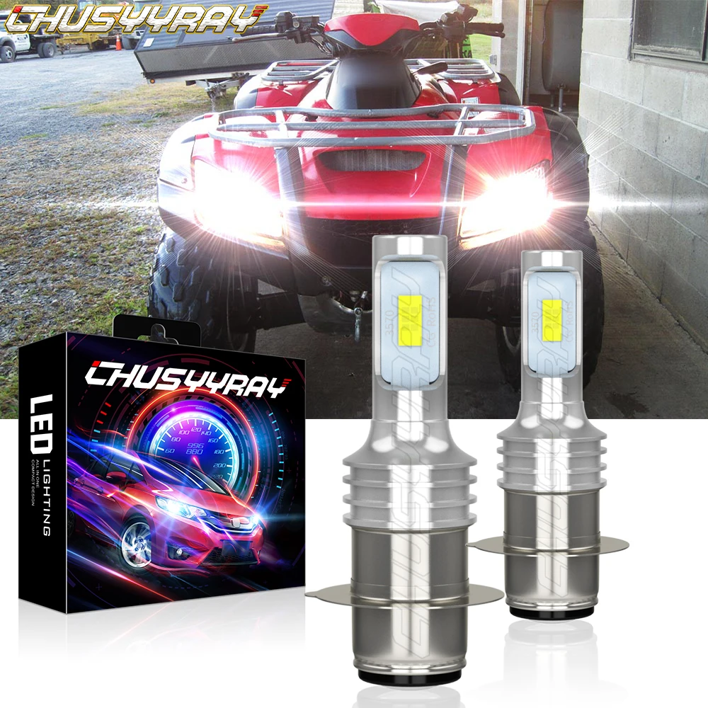 

CHUSYYRAY 2X Led Headlight H6 H6M P15D Bulbs Light 6000K Compatible For Honda Rancher 350 4x4 2x4 ES 2000 2001 2002 2003-2006