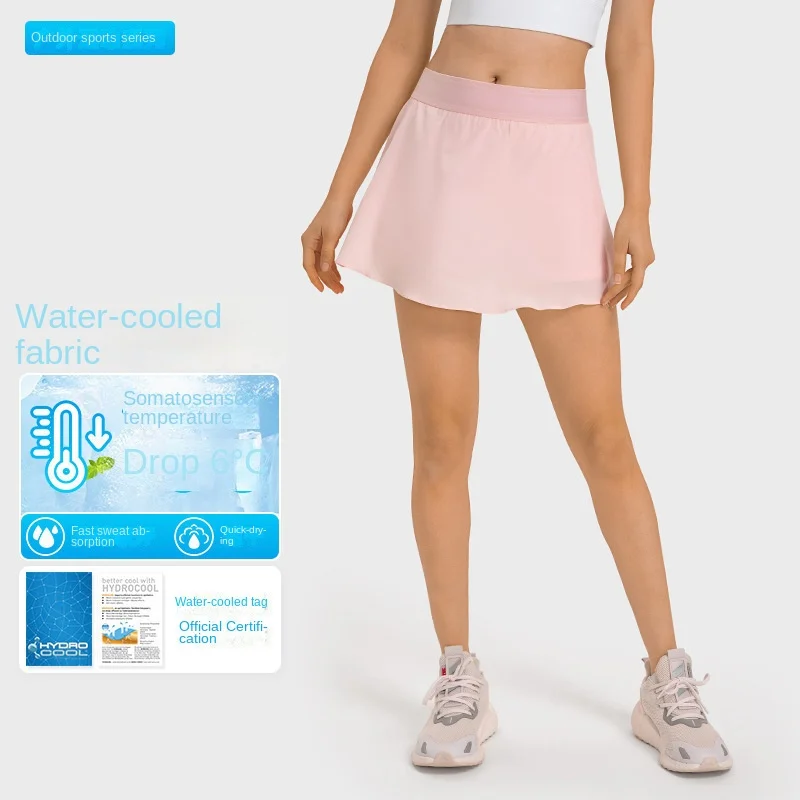 Moisture-wicking Water-cooled Tennis Skirt Quick-drying Breathable Double-layer Anti-light Sports Shorts Skirt Luxtre Fabric Fit