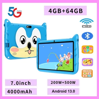 7" Cartoon Kids Tablet – Quad-Core, 4GB RAM + 64GB ROM, Bluetooth, 5G WiFi, Educational & Gaming Tablet for Children 1