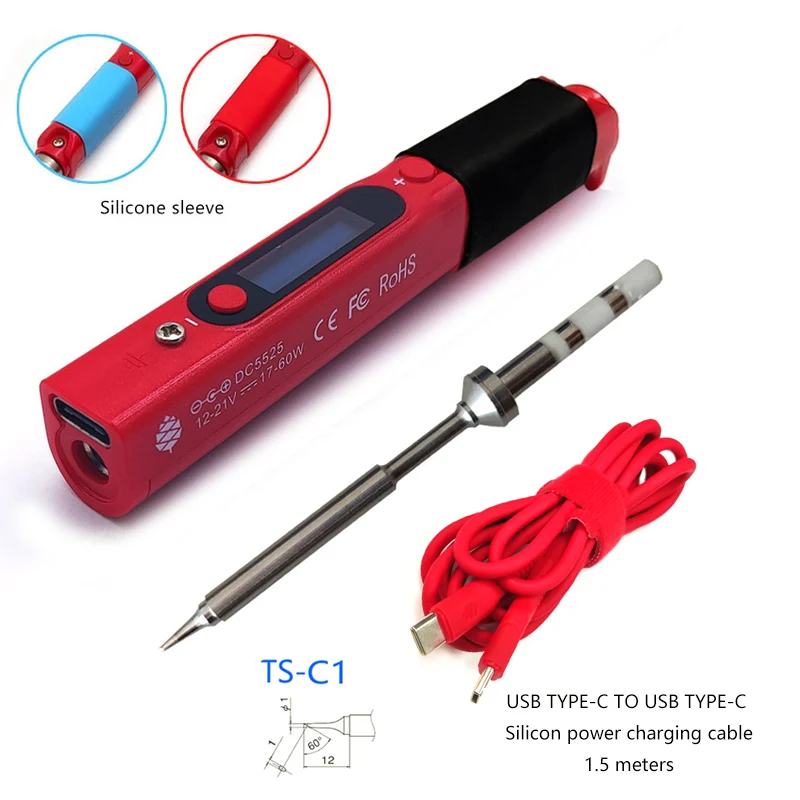 Pine64 Intelligent Portable Mini Smart Soldering Iron With Type-c to Usb C Silicon Power Charging Cable For Pinecil-bb2 hot stapler plastic welder Welding Equipment