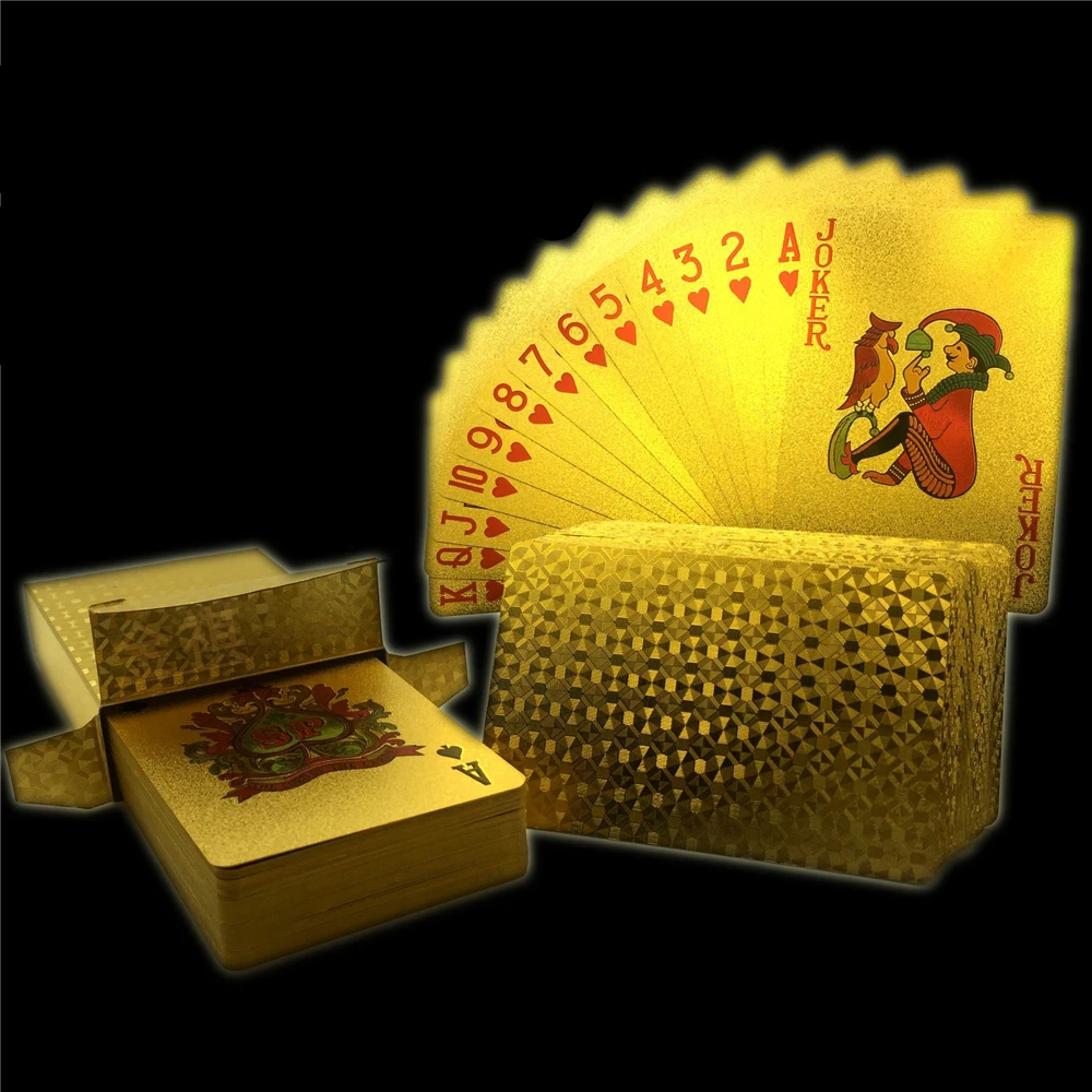 Description Picture 3 of item24k Gold Playing Card Poker Game Deck Gold Leaf Poker Suit Plastic Magic Waterproof Deck Of Card Magic Water Gift Collection