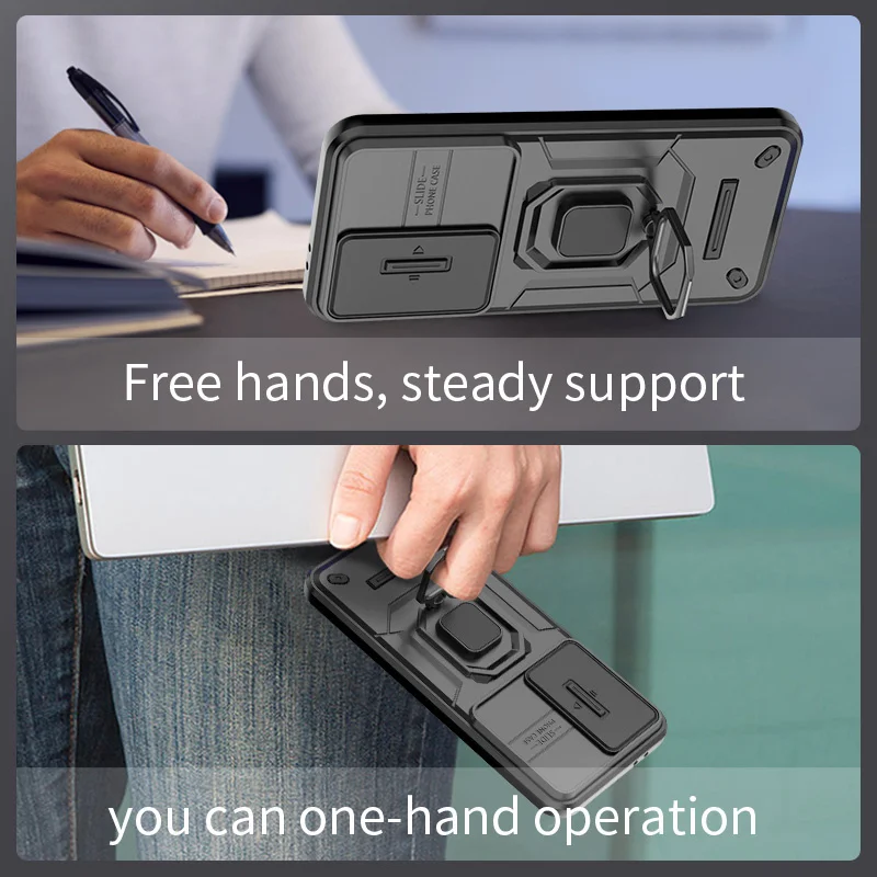 Armor Ring Holder Cover with Slide Camera Protection