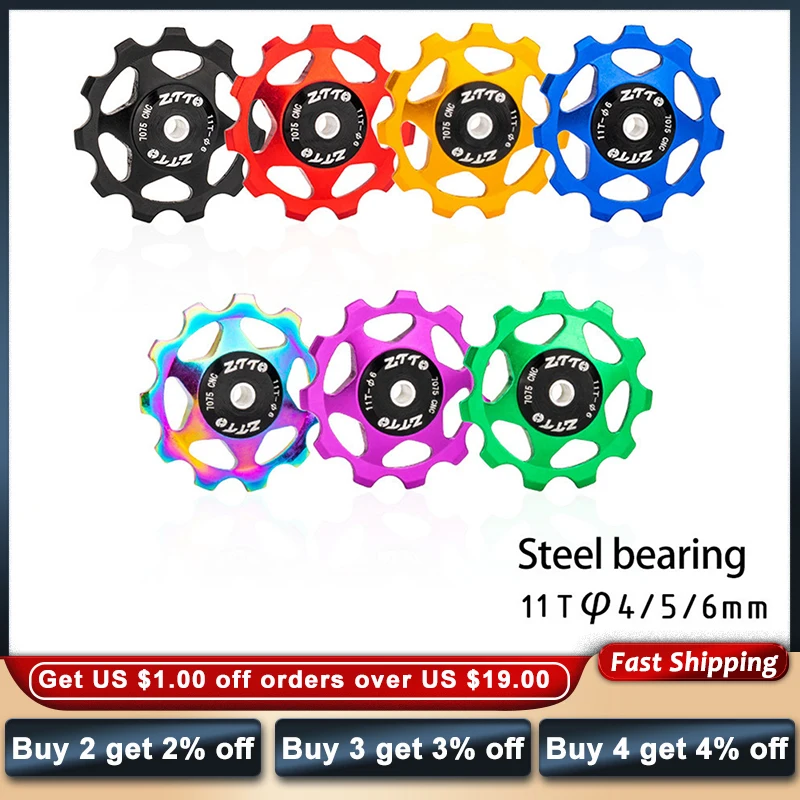 

Bicycle Guide Pulleys 11t Sealed Bearing Aluminum Alloy Mountain Bike Rear Derailleur Pulley Cycling Parts