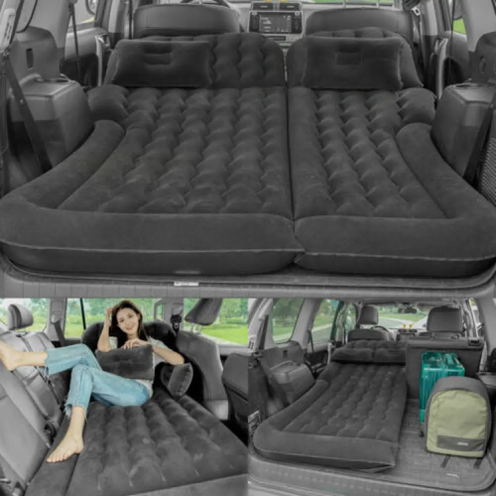Portable SUV Air Mattress Cushion Inflatable Car Bed Mattress Car Camping Mattress with 2 Pillows Black / Grey / Beige