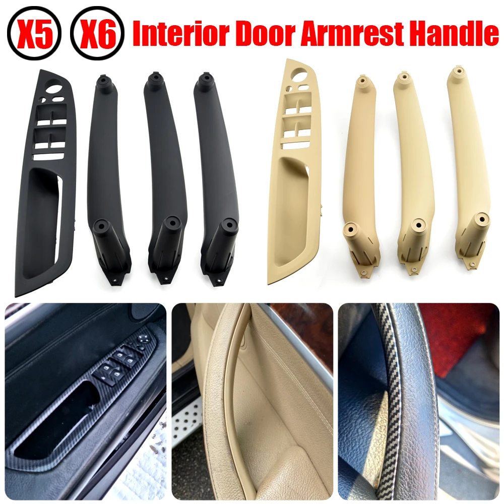 

Car Front Rear Interior Door Handle Inner Panel Pull Trim Fit For BMW E70 E71 X5 X6 2007-2014 LHD